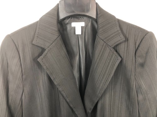 Apt 9 Black PINSTRIPE V-Neck Lined BLAZER Jacket Pockets PETITE MEDIUM (J14) - Picture 2 of 10