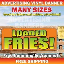 LOADED FRIES Advertising Banner Vinyl Mesh Sign pork skin skins rind signs snack