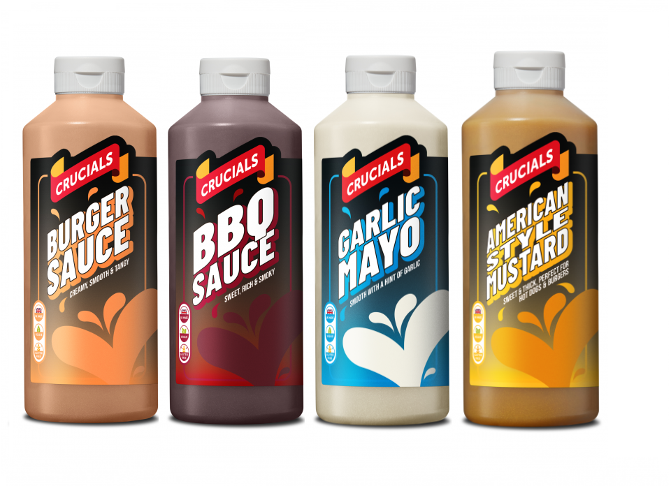 Crucials Sauce x 4 (Burger/BBQ/Garlic Mayo/Mustard) - 500ml Free burger mix