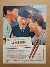 VINTAGE 1946 Print Ad Advertisement Eversharp Ink Pen $64 Question Baseball