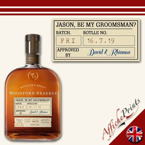Personalised Whiskey Label Stag Party Groomsman Proposal Wedding Custom Sticker