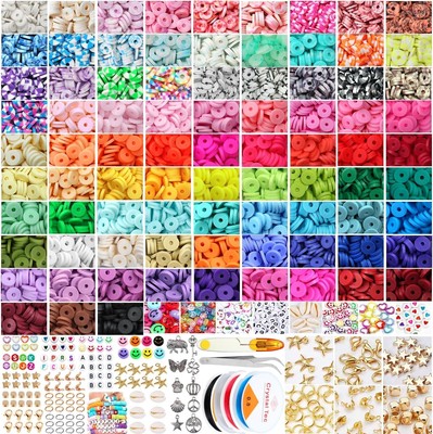 ALinmo 15000 Stck. Ton Perlen Armband Herstellung Kit 84 Farben mit Charms, Buchstabe