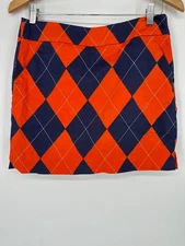 Loudmouth Golf Skort 6 Argyle Orange Blue Stretch Preppy Athletic Mini Skirt