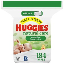 Huggies Natural Care Sensitive Baby Wipes, Unscented 184 Wipes Total 