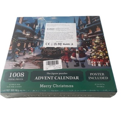 Adventskalender Puzzle 2025   1008 Teile Weihnachts Puzzle 70x50cm mit Poster