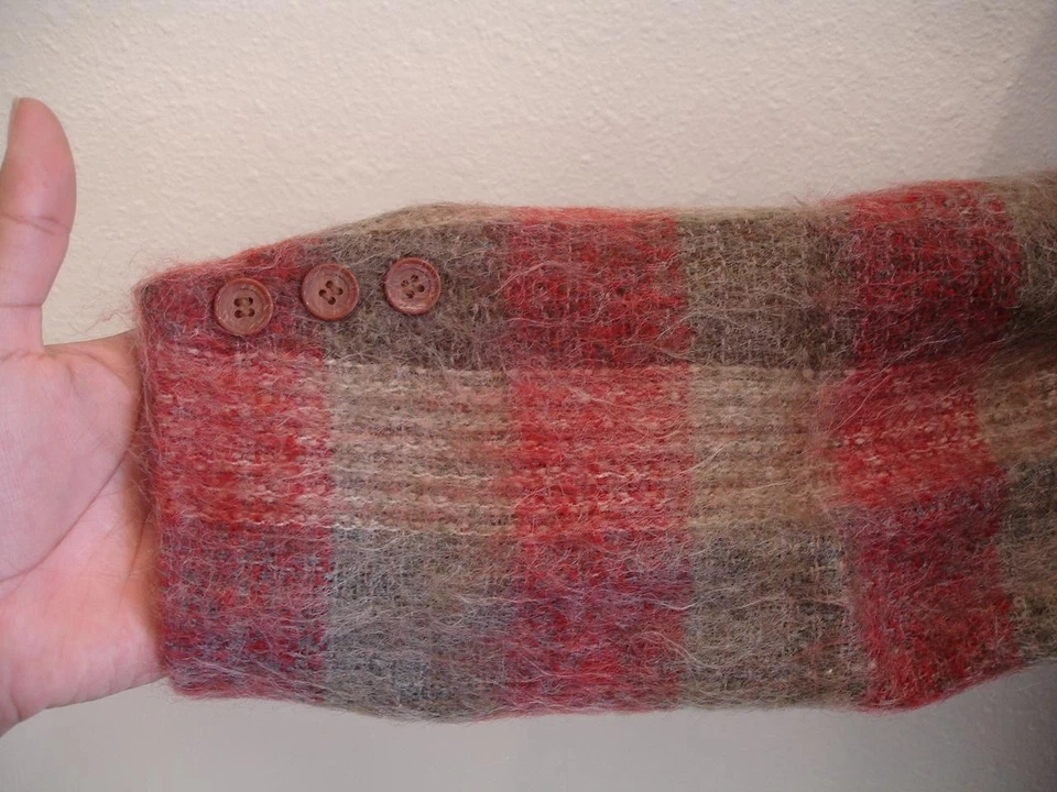 Womens L XL Vtg 1970s Adolph Schuman for Lilli Ann Wool Mohair Plaid Jacket Coat - Image 4 of 4