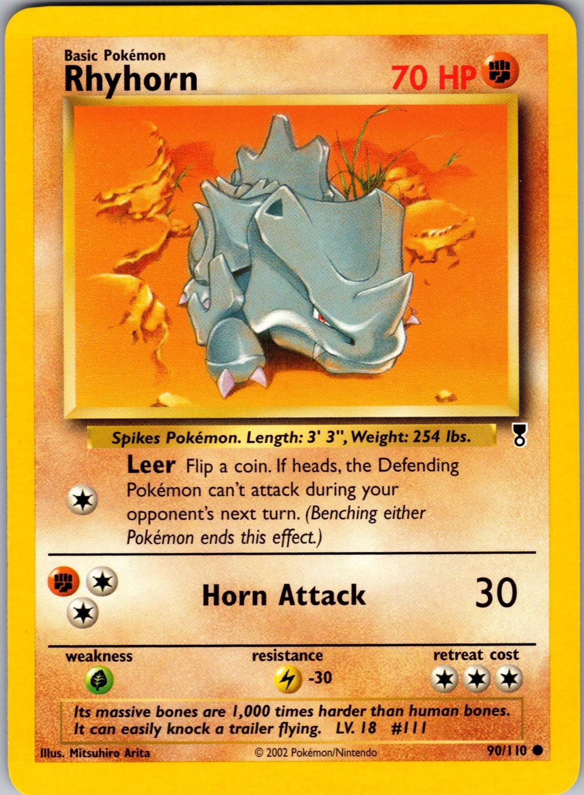 Rhyhorn 90/110 Common Legendary Collection Pokemon Lightly Played