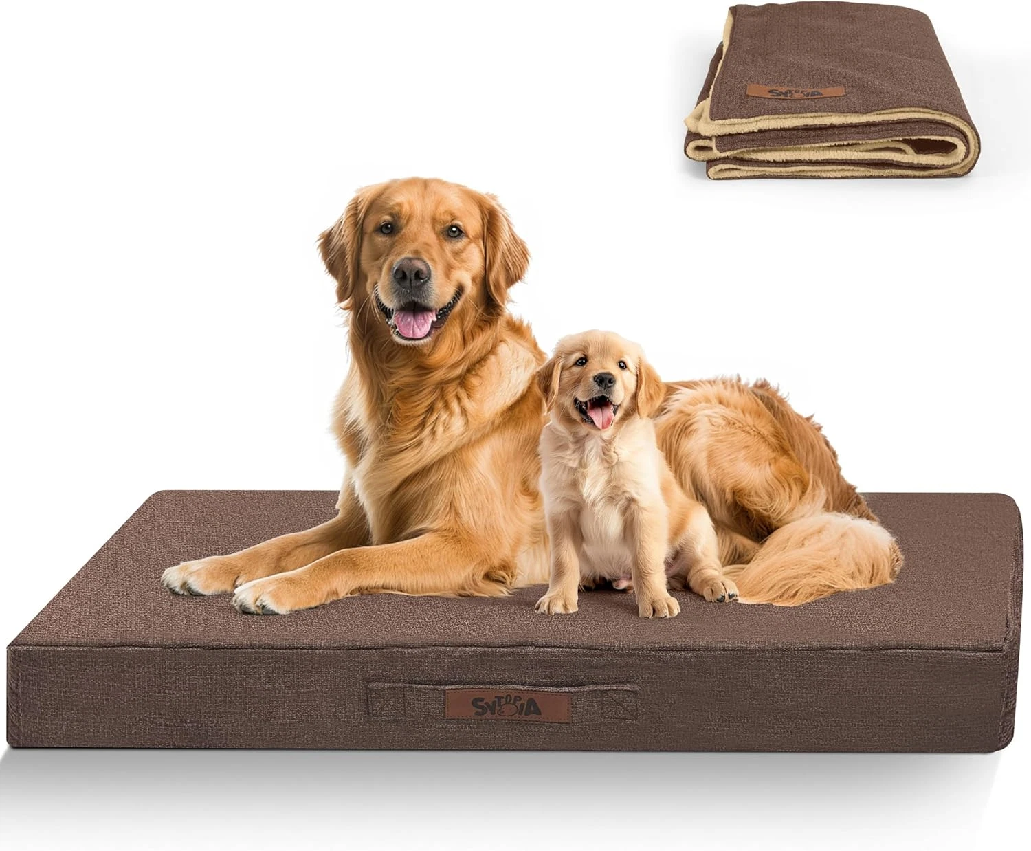 XL 42'' Indestructible Dog Bed for Large Dogs, Waterproof Cover & Blanket Includ