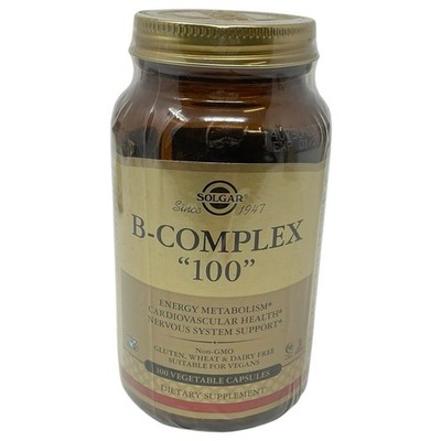 Solgar B-Complex 100, 100 Vegetable Capsules, Metabolism, Nervous System Support