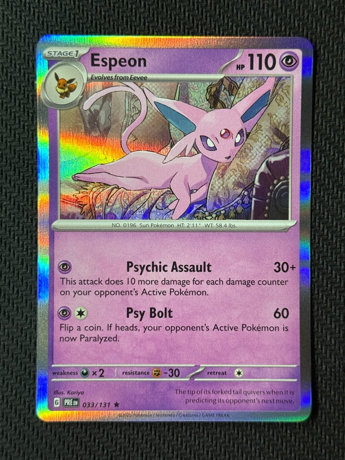 Espeon 033/131 Holo Rare Prismatic Evolutions Pokémon English Near Mint