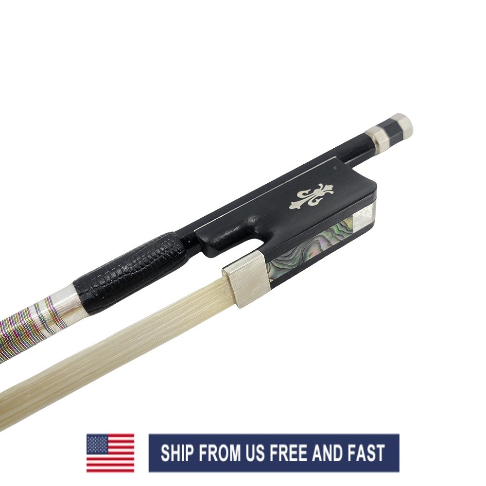 Cello Bow with High Quality Mongolian Horsehair Black Carbon Fiber