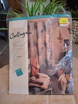 Vintage 90s Collage 70x72 Vinyl Shower Curtain Allure : Peach Calla Lilly Dawson