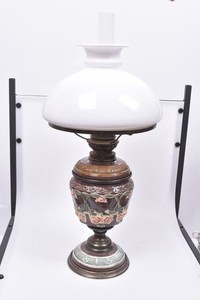 Antyczna lampa naftowa secesyjna Majolika Ch. & G. Siegfried Strasburg 1909