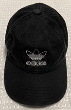 ADIDAS ORIGINALS TREFOIL HAT Black ADJUSTABLE Strap Back CAP Logo Cotton Adult S