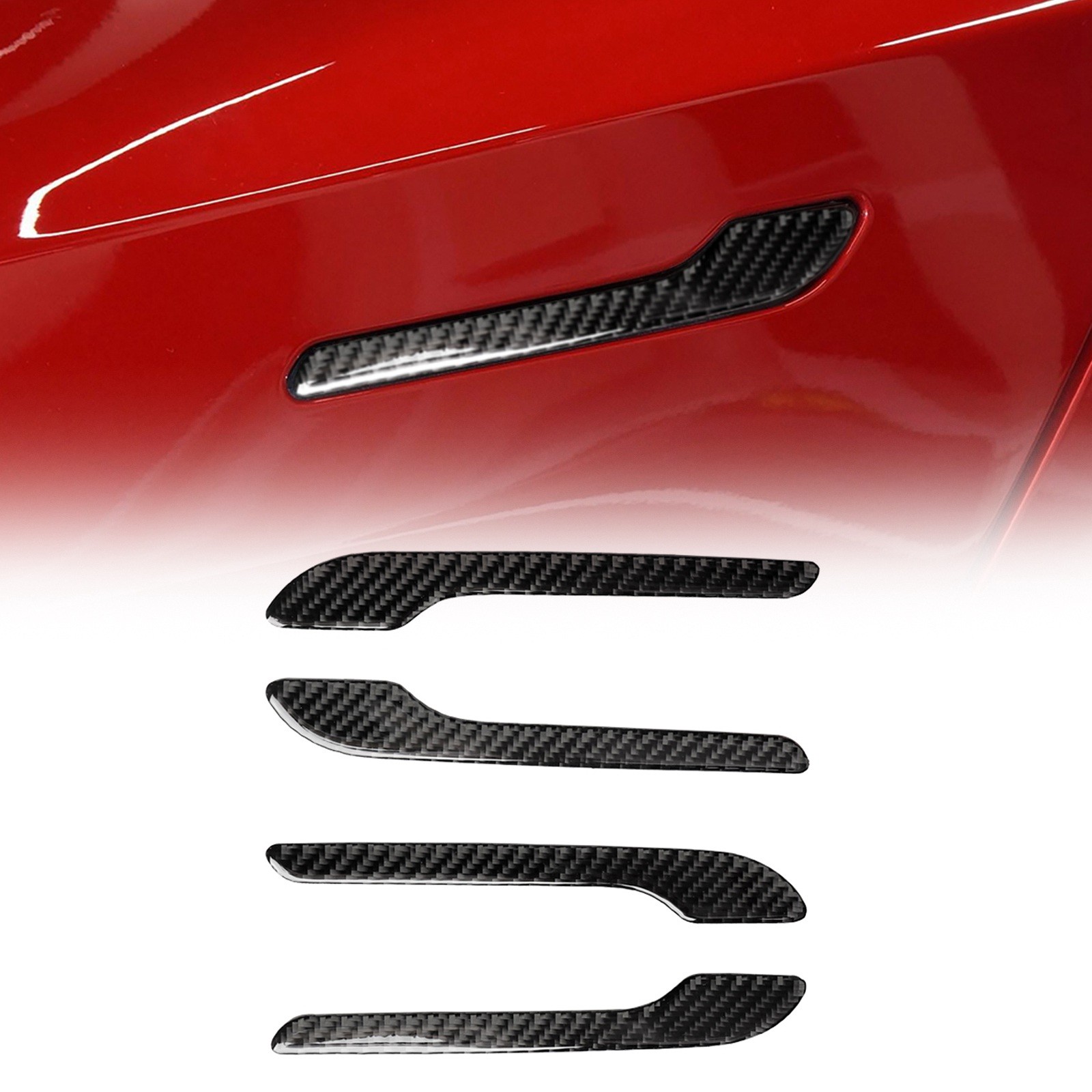 Car Side Door Handle Cover Trim Real Carbon Fiber For Tesla Model 3 2017-2020