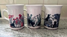 3 x  Charming  Churchill ‘Black Cats in the Garden,’ Mugs in Red, Blue & Green