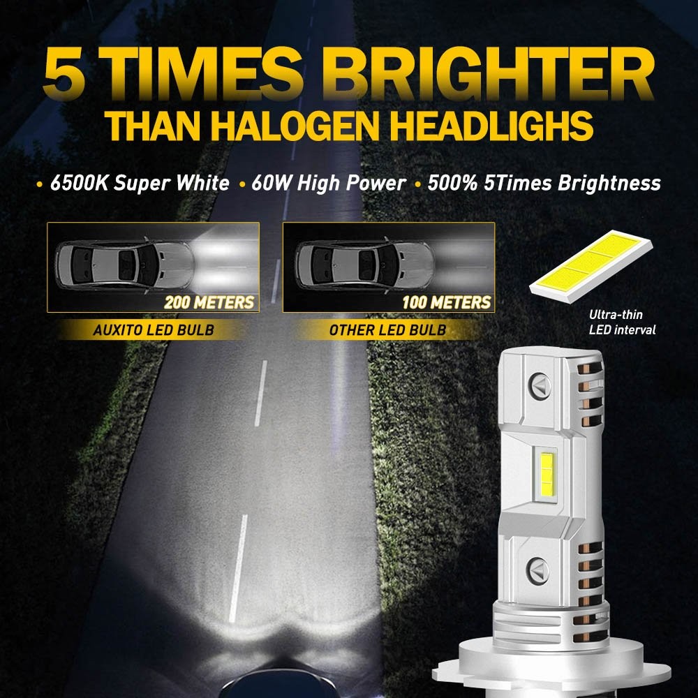 AUXITO 2X H7 LED Headlight Globes 30000LM 800% Bright H/Low Beam Plug and Play