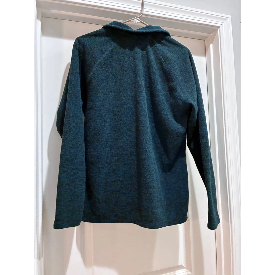 Suéter polar verde bosque Eddie Bauer para mujer manga larga cuarto cremallera grande Foto 2 de 4