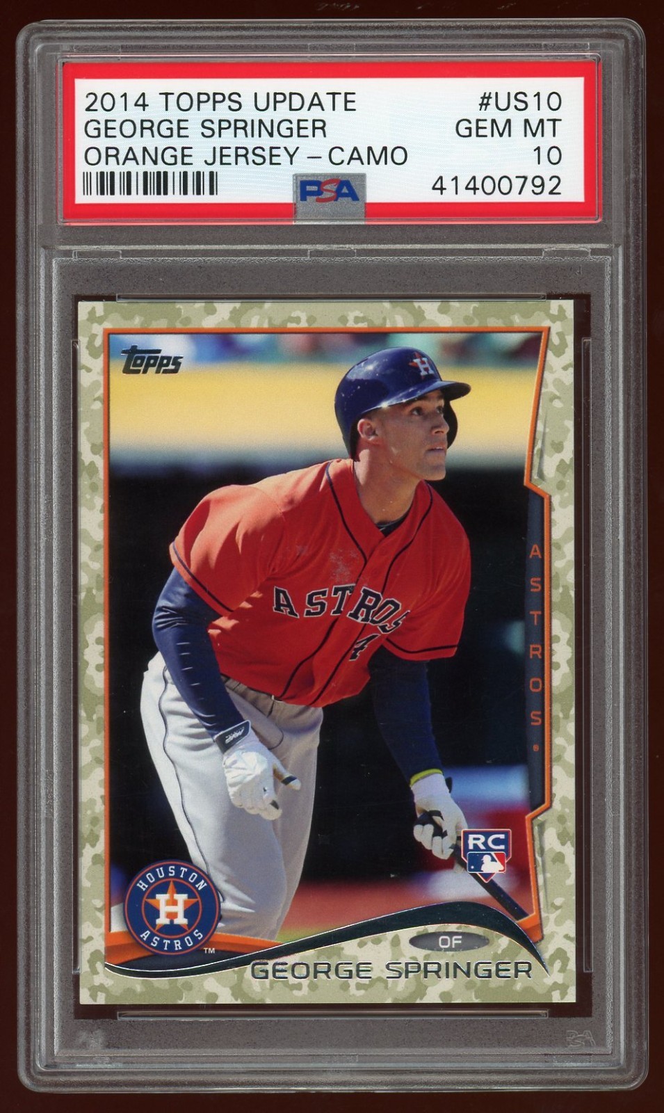 2014 Topps Update George Springer RC Rookie Orange Jersey Camo /99 PSA 10