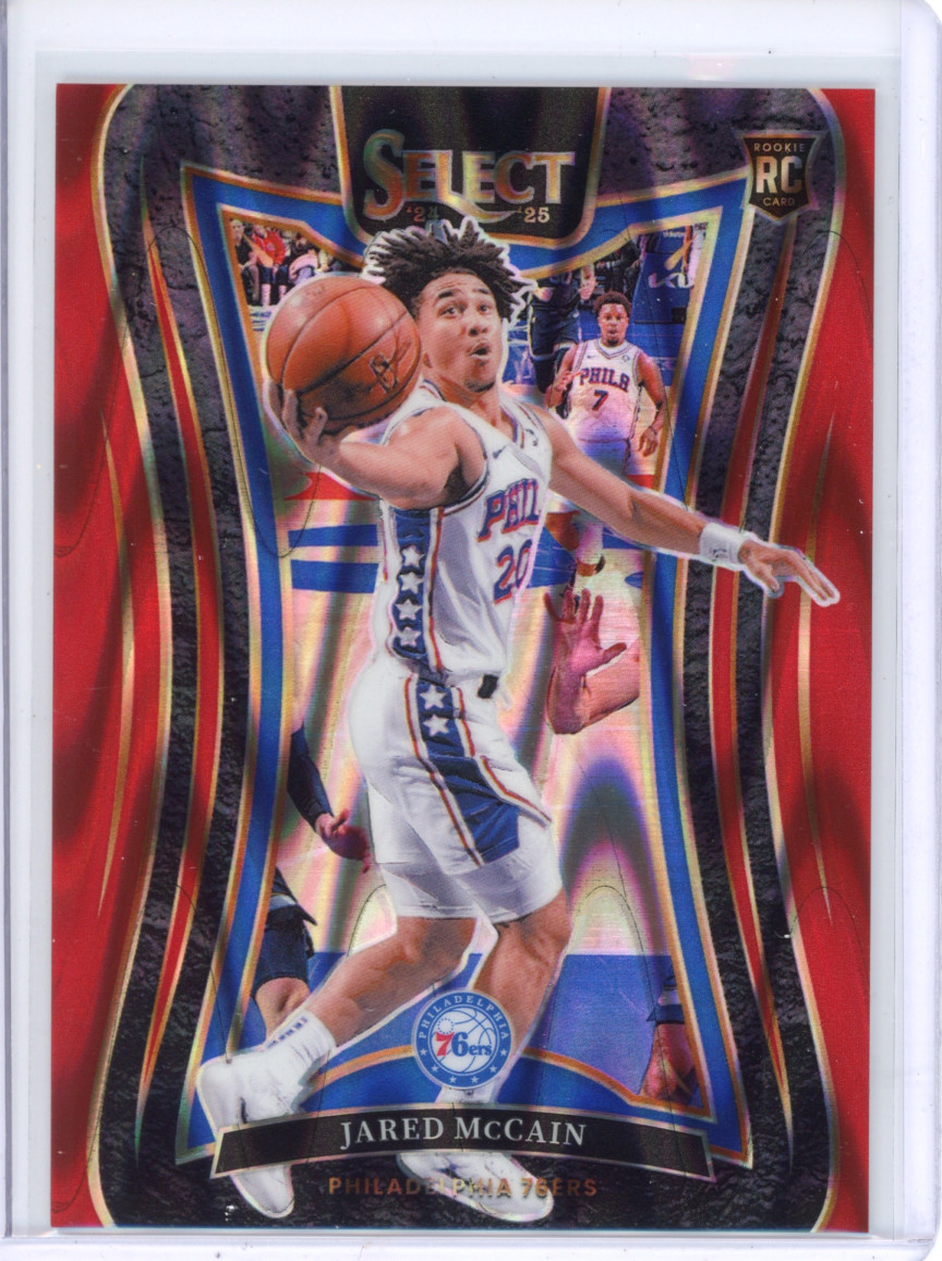 2024-25 Panini NBA Select #393 Jared McCain 20/65 Red Tectonic Prizm