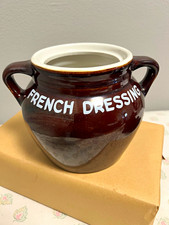 Hall French Dressing Crock Jar Brown/White w/ Handles MPN 785 Made in USA