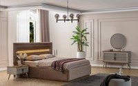 Beige Schlafzimmer Luxus MöBel Designer Doppelbett 2X Nachttische 5Tlg