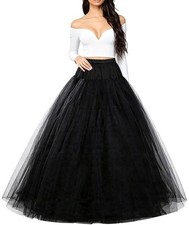 Floor Length Hoopless A-Line Petticoat Crinoline Underskirt Made of Soft Tu...
