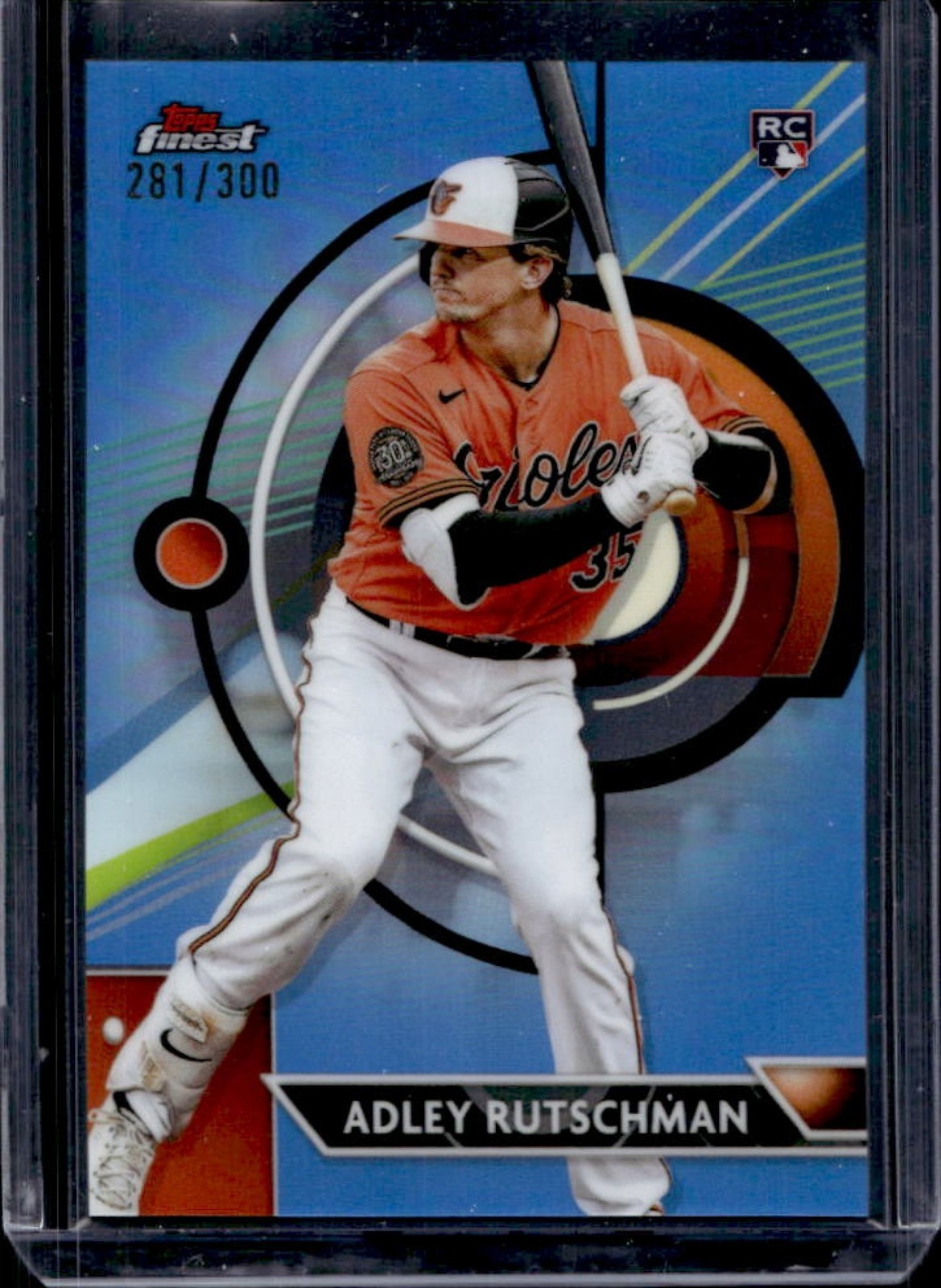 2023 Topps Finest Adley Rutschman RC Sky Blue Refractor Rookie #/300 Orioles