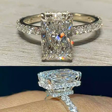 3.35ct IGI Certified Lab Grown Diamond Engagement Ring Radiant 14k White Gold