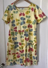 Fresh Produce Butterfly Shift Dress Cotton Yellow Pockets Cottage M Art Lagen