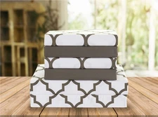 Elegant Comfort 1500TC Quatrefoil King Bed Sheets Luxury Soft Hotel Quality 6-Pi