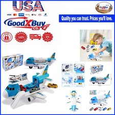 Transport Cargo Airplane Car Toy Set for Kids 3-12, Friction Powered, Blue, 1...