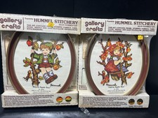 2 Vtg Hummel Stitchery Kits Girl In Apple Tree 8031 Boy In Apple Tree 8032