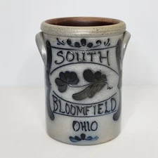 Vintage Rockdale Union Stoneware Salt Glazed 7 1/4" Vase Crock Planter Ohio