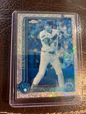 Christian Yelich 2025 Topps Chrome Frozenfractor MLB  -1/0 Below Zero SSP