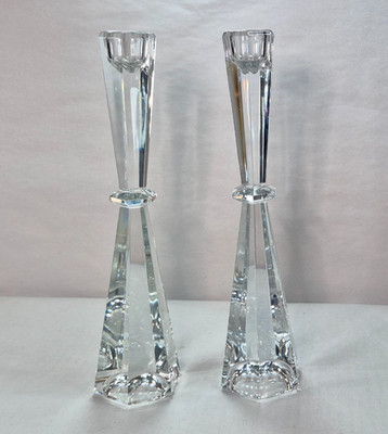 INN Bleikristall 24% Lead Crystal 9'' Candlestick Holders Germany w/ (2) Candles