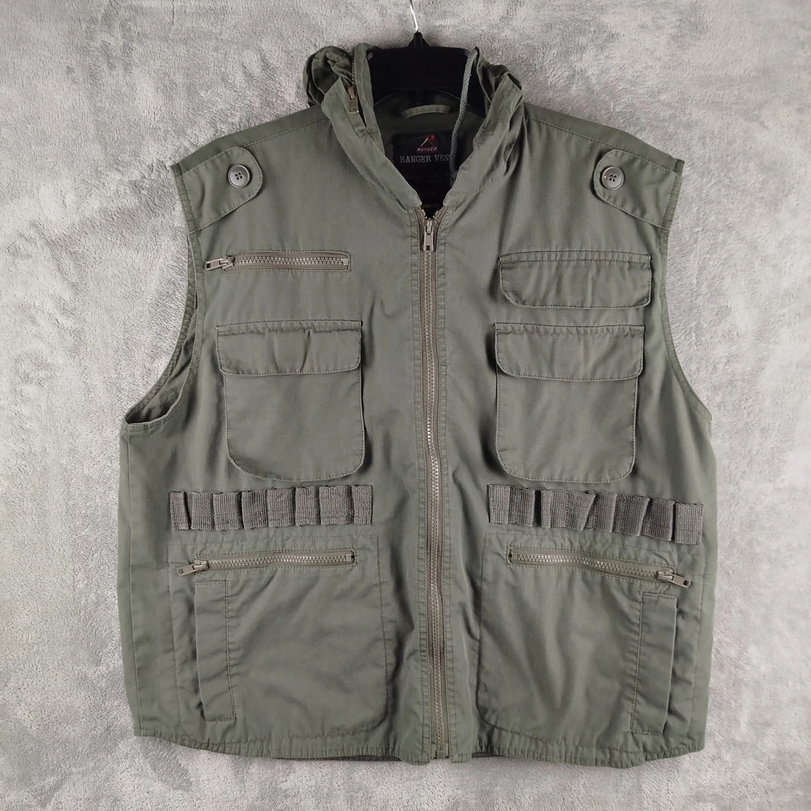 Rothco Ranger Vest Mens Medium Green Multi Pocket Tactical Utility Fishing