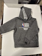 NBA BRANDED HOODED SWEATSHIRT CHARCOAL GRAY KIDS MEDIUM 5-6 