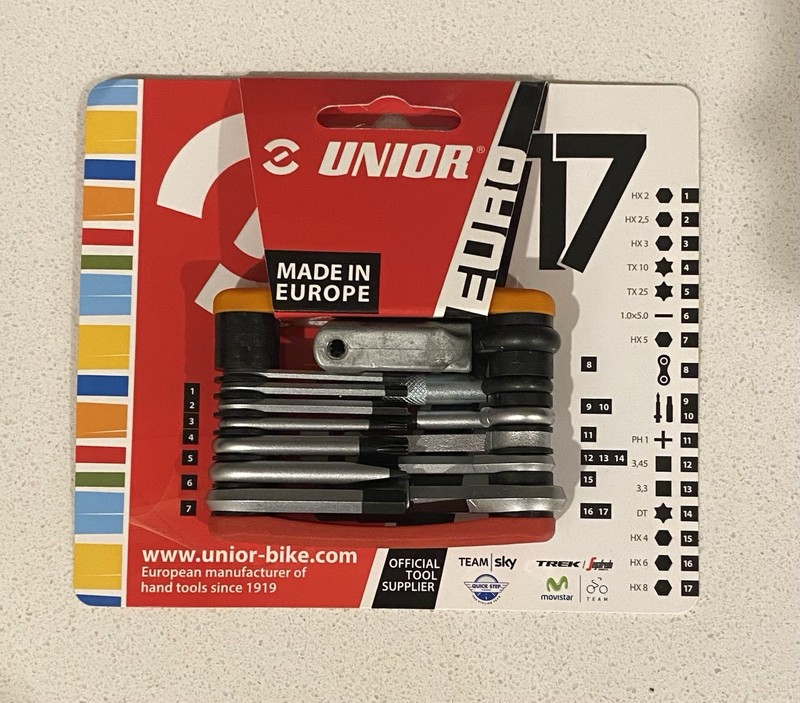 Unior EURO17 Multi-Tool - 17-In-1 Bicycle Repair Kit with Hex, Torx, and Chain