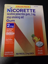 Nicorette Nicotine Gum Fruit Chill 2mg 160 Ct EXP : 08/28