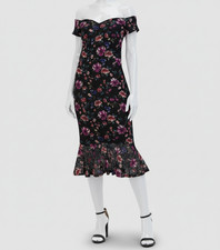Siena Women Black Floral Lace Off-Shoulder Sweetheart A-Line Dress Size 0