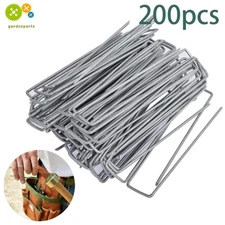200 Pack 11 Gauge Landscape Staples Garden Stakes Galvanized Sod Staples 6"
