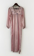 Vintage Natori Soft Pastel Pink Long Satin Robe Housecoat Sz S