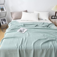 Image of 100% COTTON HONEYCOMB WAFFLE EFFECT WASHABLE SOFA BED CHAIR BLANKET THROW