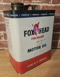 VINTAGE FOX HEAD 2 gal. FOXHEAD MOTOR OIL CAN