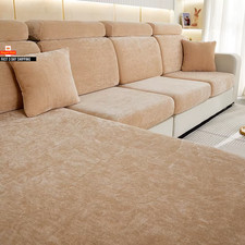 Hochelastischer Chenille Sofabezug, Einfarbig Sofakissenbezug, Ganzjahres U