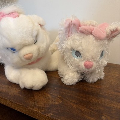2 Disney Store gestempelt Marie weiße Katze 12 Zoll Plüsch rosa Schleife Halsband Aristocats x 2