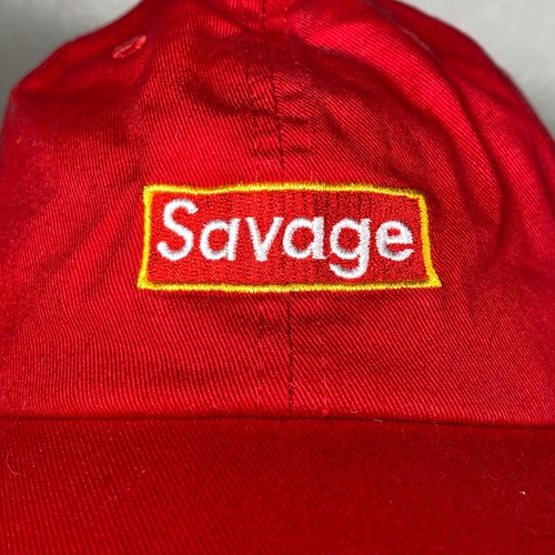 Savage Red Hat Top Level Men's Adjustable Cotton Strapback Cap - Picture 2 of 10