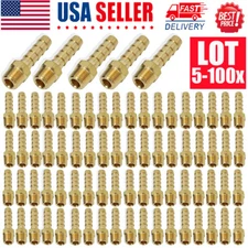 Lot 5-100X 1/4 In Hose Barb to 1/8 Inch NPT Male Thread Fitting Brass Connector