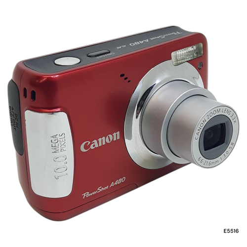 Canon PowerShot A480 10MP 3.3x Zoom Red Digital Compact Camera For Parts E5516